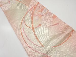 扇面に御所車・花模様織り出し袋帯